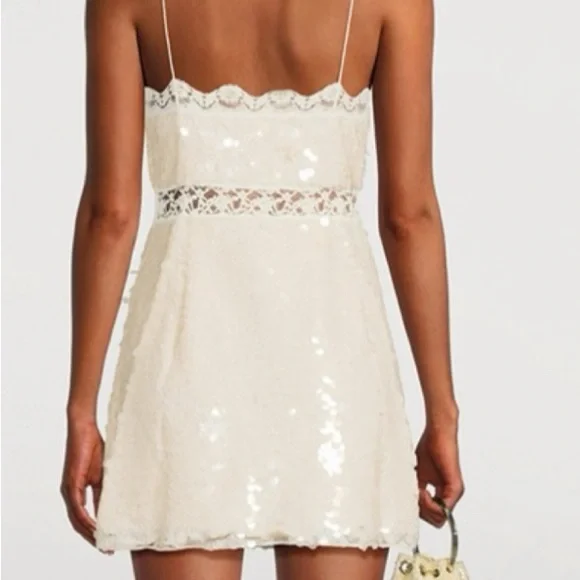 mini beaded white dress AKIRA Show Stopper Beaded Mini Dress